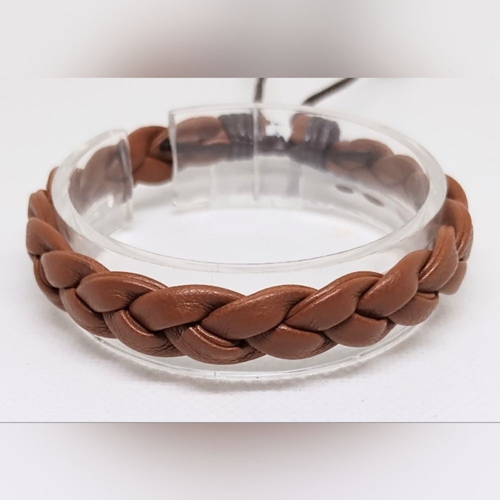 Men's bracelet leather braided brown‎ new e53